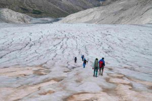 walking on Adamello glaciers